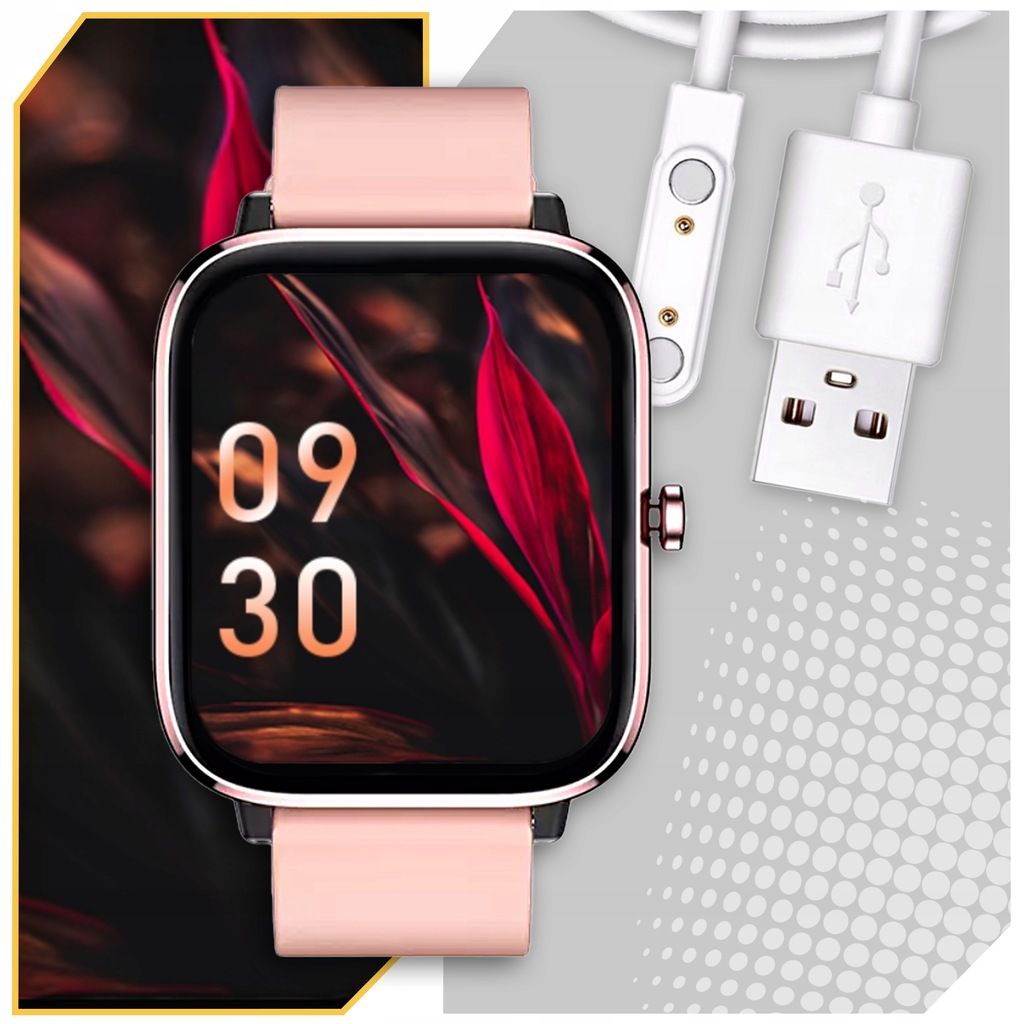 SMARTWATCH DAMSKI ZEGAREK POWIADOMIENIA PL MENU ROZMOWY PRO DLA KOBIETY RÓŻ Kolor różowy